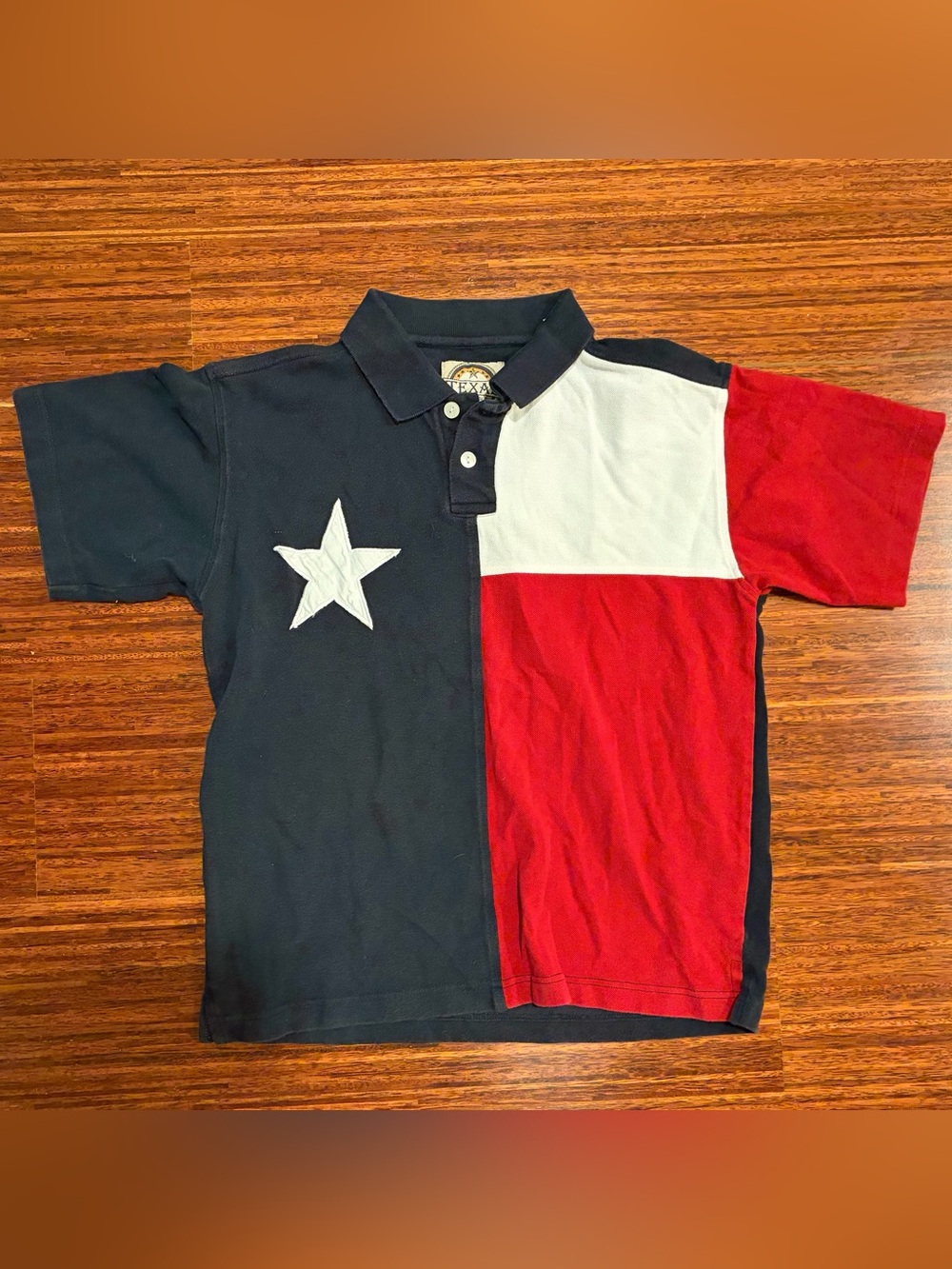 Vintage Texas Authentic Dry Goods Flag Polo Shirt youth large